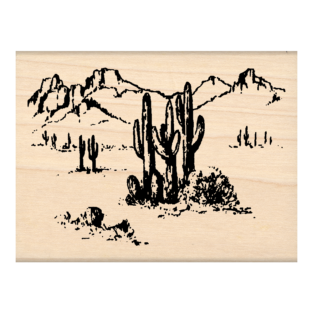 Desert Scene Rubber Stamp 2.25" x 3" block