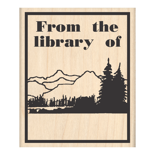 FromThe Library of: Bookplate Rubber Stamp 2.5" x 3" block