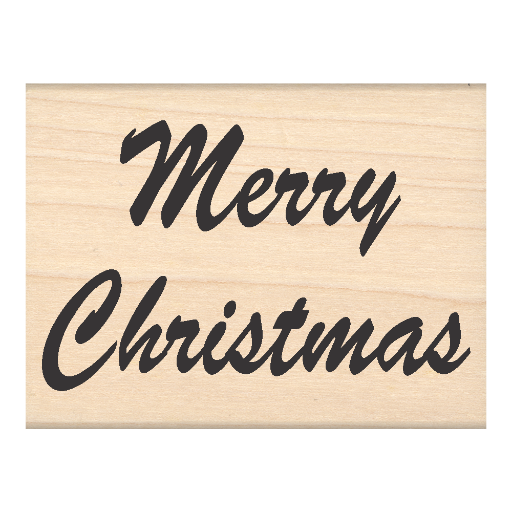 Merry Christmas Rubber Stamp 2.25" x 3.25" block