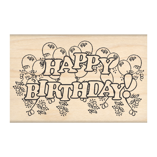Happy Birthday Rubber Stamp 2.25" x 3.5" block