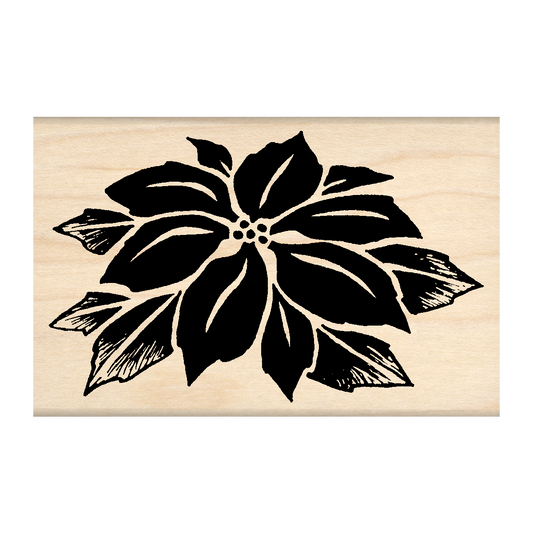 Poinsettia Rubber Stamp 2.25" x 3.5" block