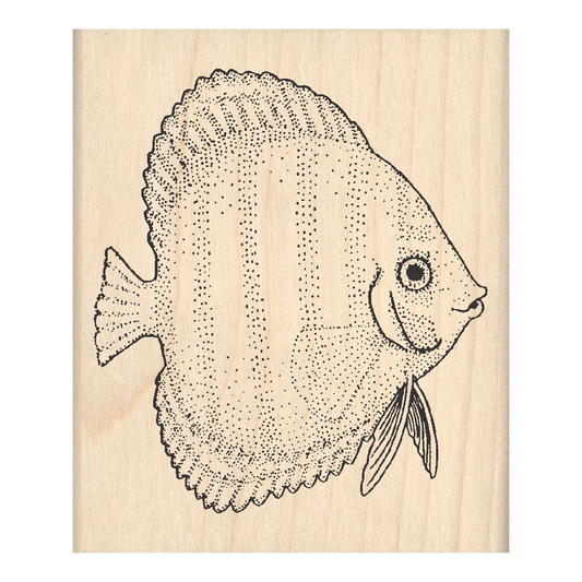 Discus Fish Rubber Stamp 2.5" x 3" block