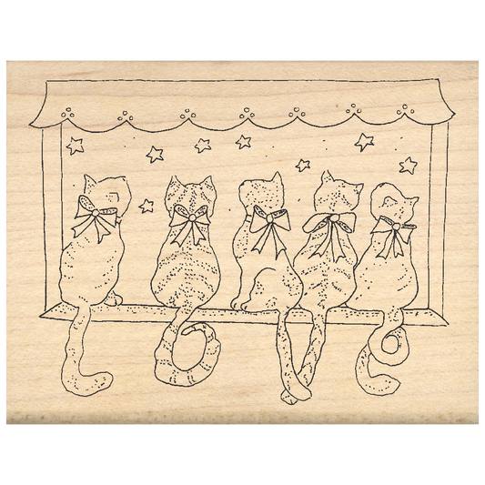 Cats Window Love Rubber Stamp 2.5" x 3.25" block