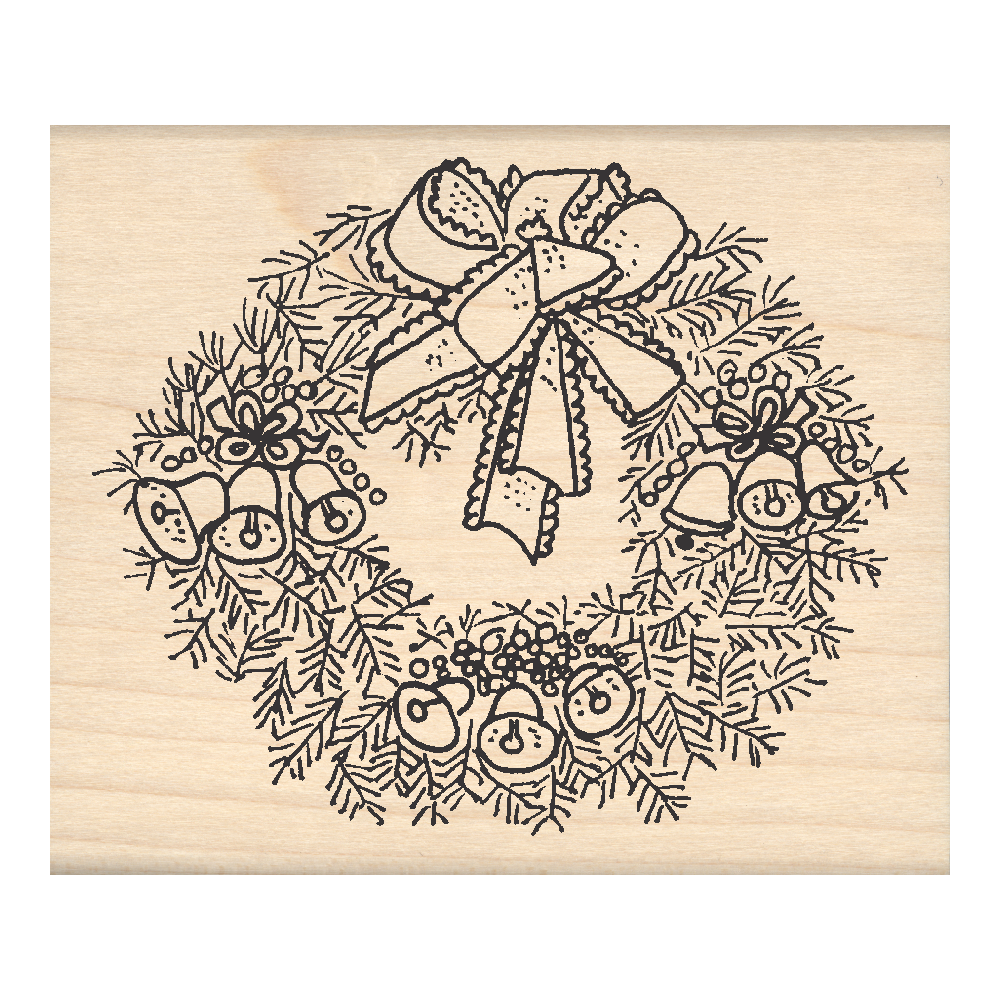 Wreath Rubber Stamp 2.5" x 3" block