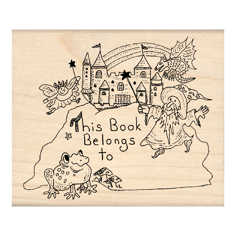 This Book Belongs to: Bookplate Rubber Stamp 2.5" x 3" block