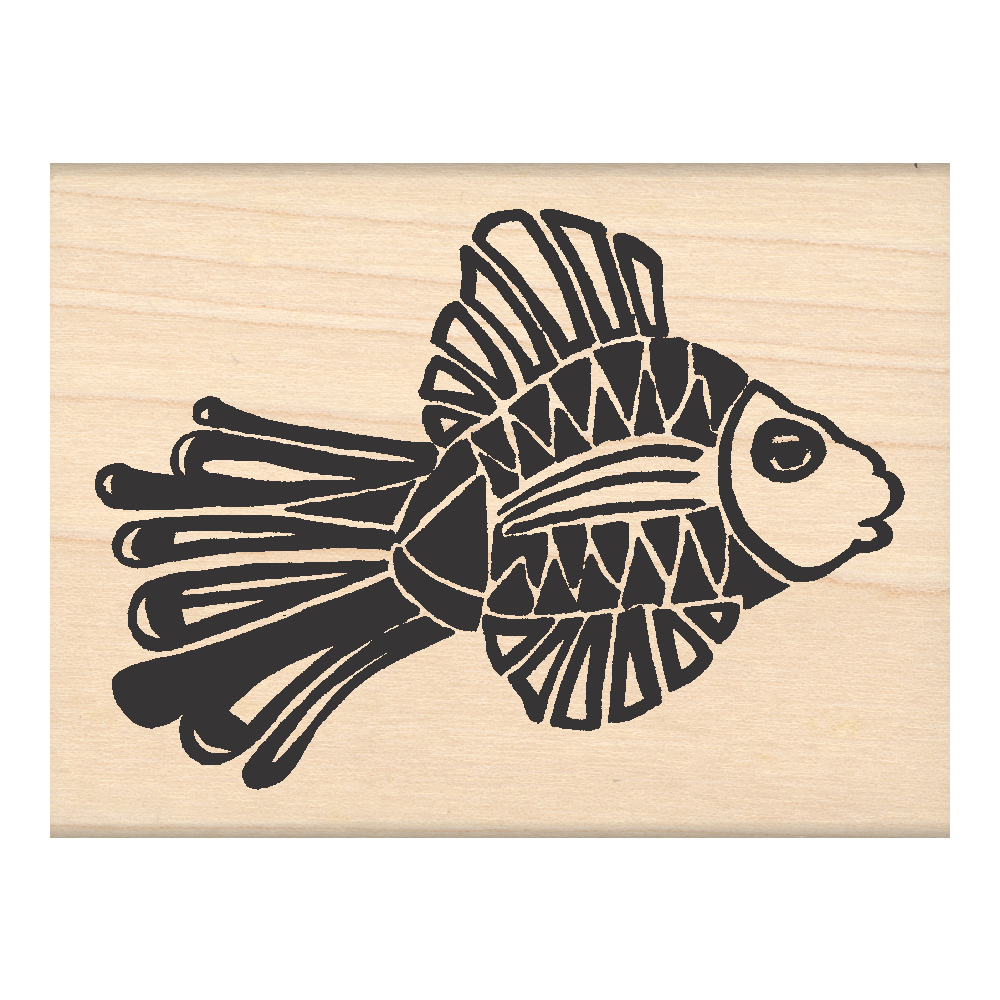 Fish Rubber Stamp 2.25" x 3" block