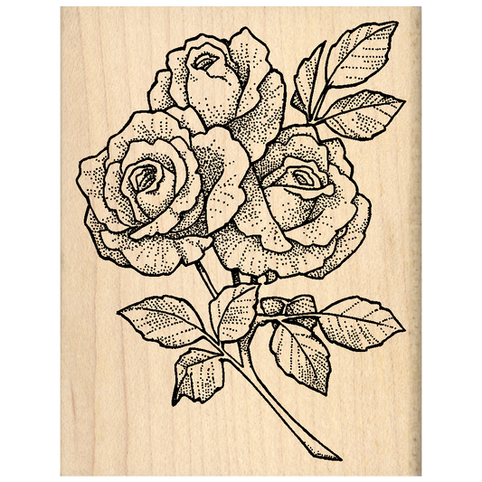 Roses Rubber Stamp 3" x 3.25" block