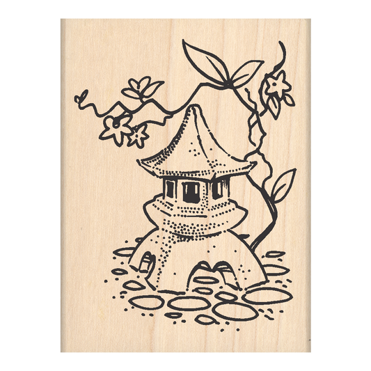 Japanese Lantern Garden Ornament Rubber Stamp 2.25" x 3" block