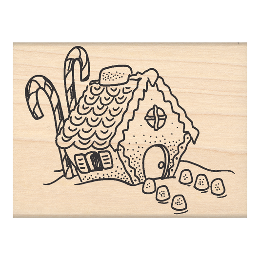 Ginger Bread House Rubber Stamp 2.5" x 3" block