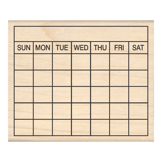 Large Bullet Journal 5 Row Calendar Rubber Stamp 2.5" x 3" block
