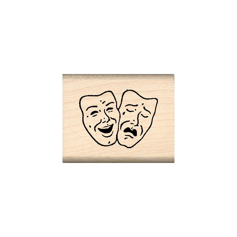 Drama Masks Rubber Stamp 1" x 1.25" block