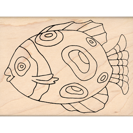 Fish Rubber Stamp 3" x 4" block