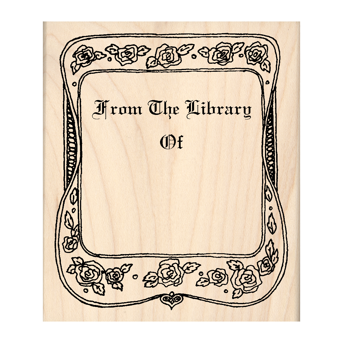 From The Library of: Bookplate Rubber Stamp 3" x 3.5" block