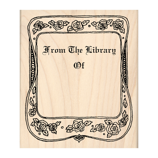 From The Library of: Bookplate Rubber Stamp 3" x 3.5" block
