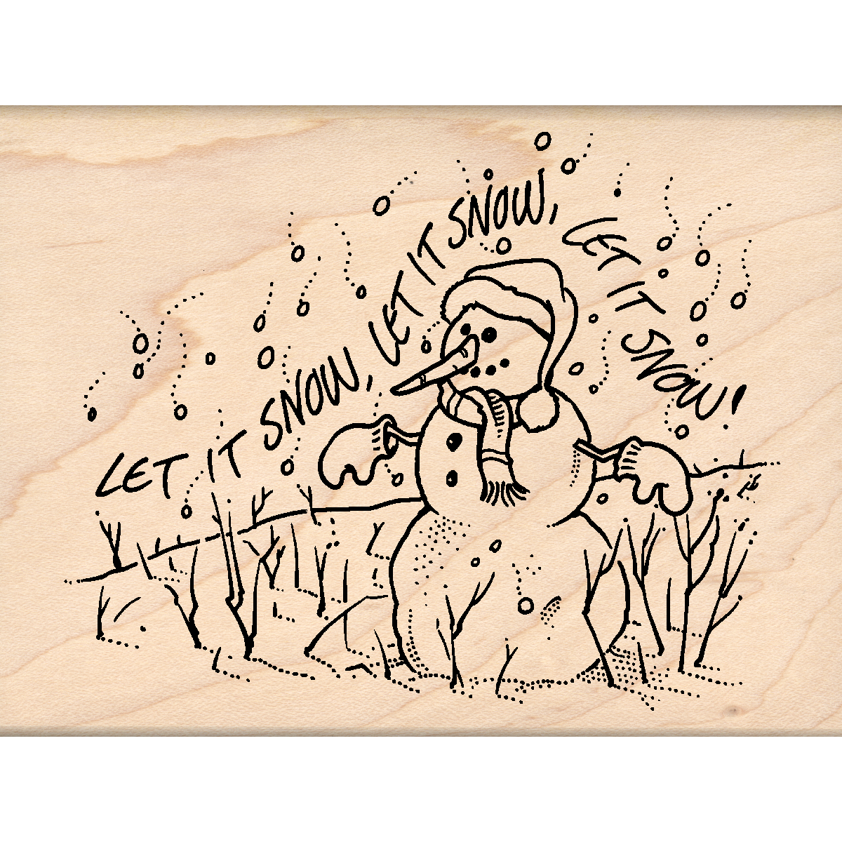 Let it Snow Christmas Rubber Stamp 3" x 4" block