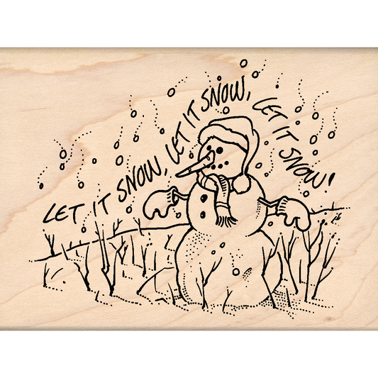 Let it Snow Christmas Rubber Stamp 3" x 4" block