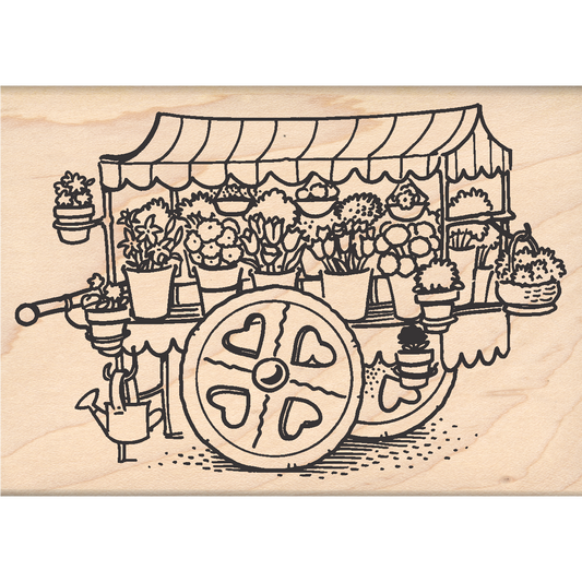 Garden Cart Rubber Stamp 3" x 3.5" block