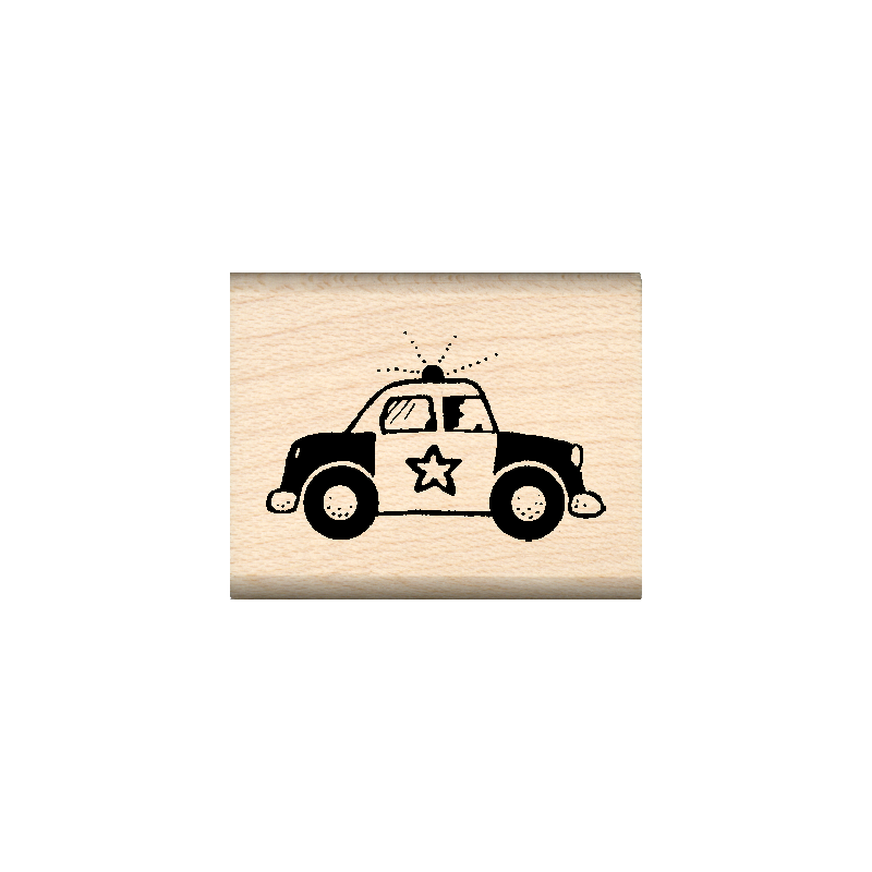 Police Car Rubber Stamp 1" x 1.25" block
