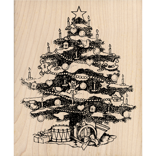 Christmas Tree Rubber Stamp 3.5" x 4.25" block
