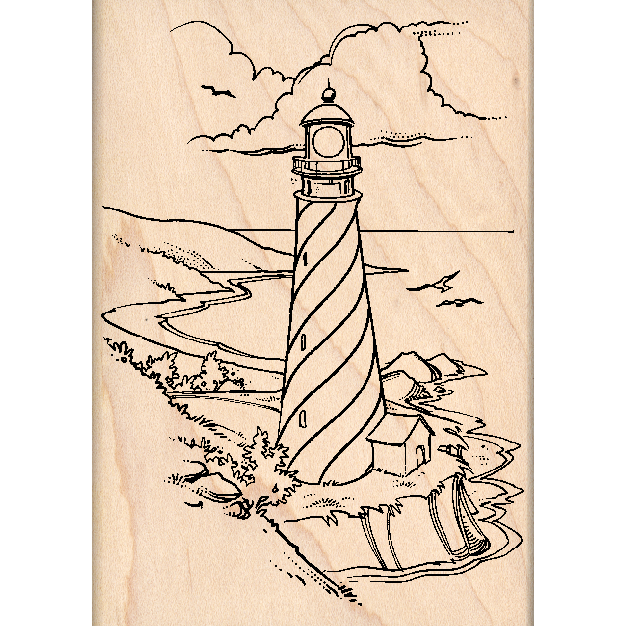 Lighthouse Rubber Stamp 3" x 4.25" block