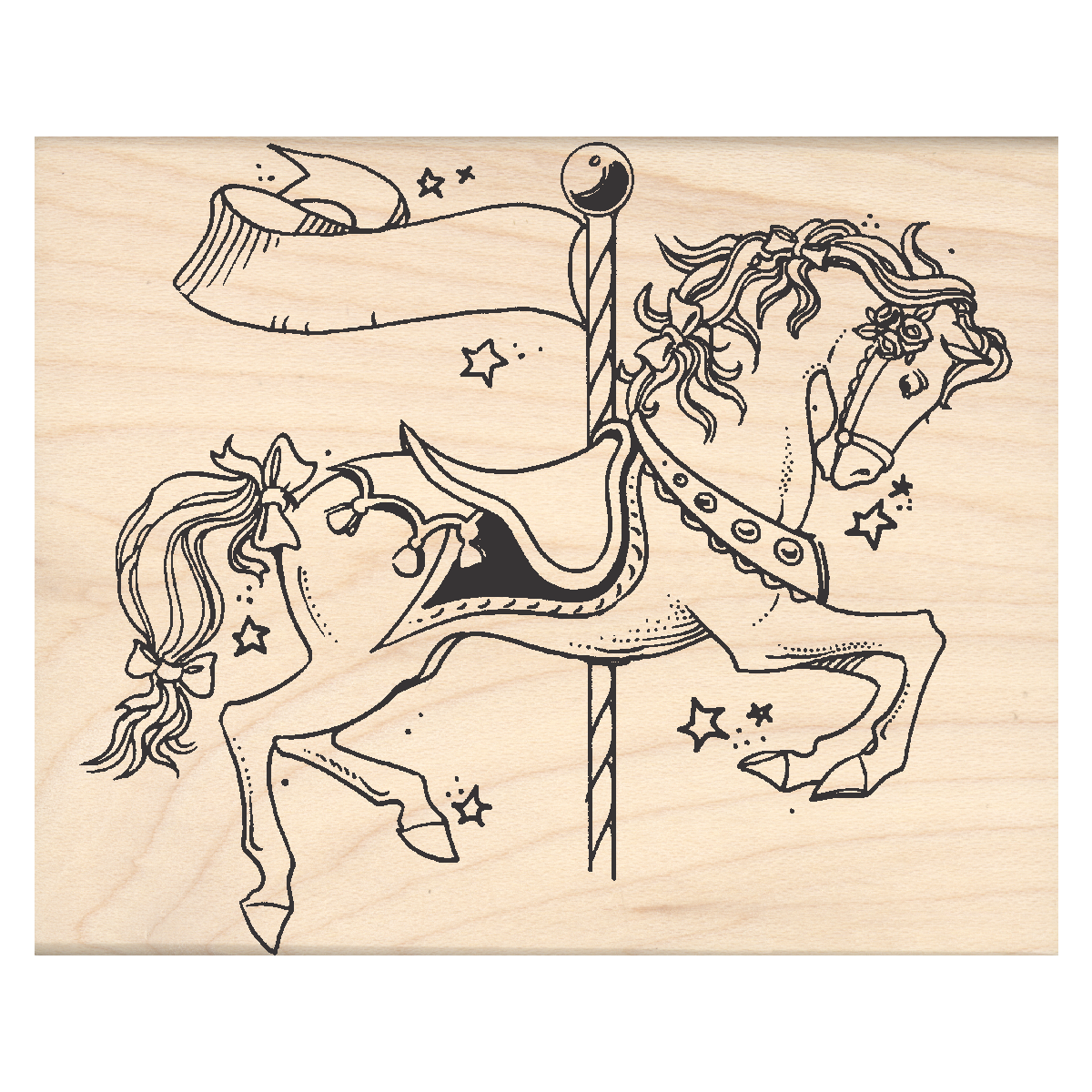 Carousel Horse Rubber Stamp 3.5" x 3.75" block