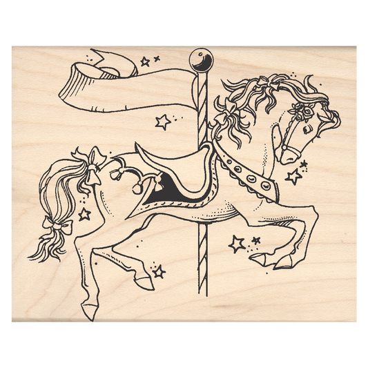 Carousel Horse Rubber Stamp 3.5" x 3.75" block
