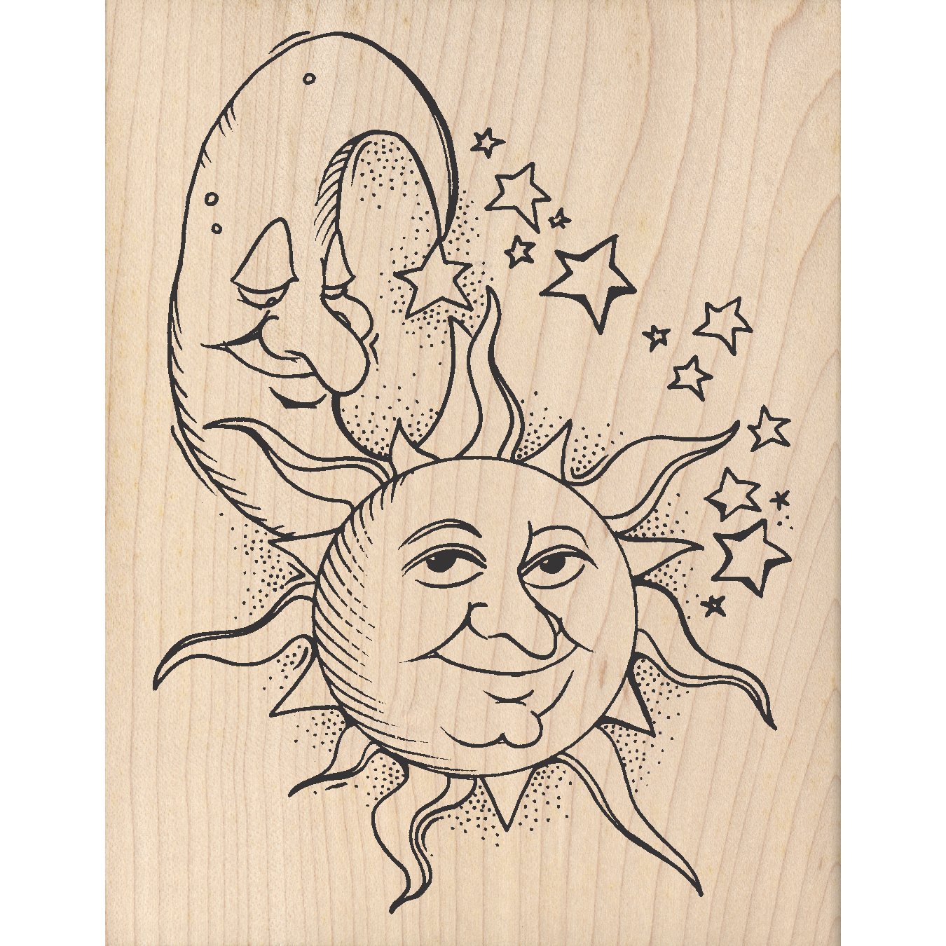 Sun/Moon Rubber Stamp 3.5" x 4.25" block