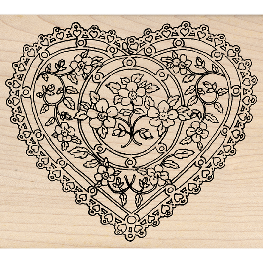 Heart Rubber Stamp 4" x 4.5" block