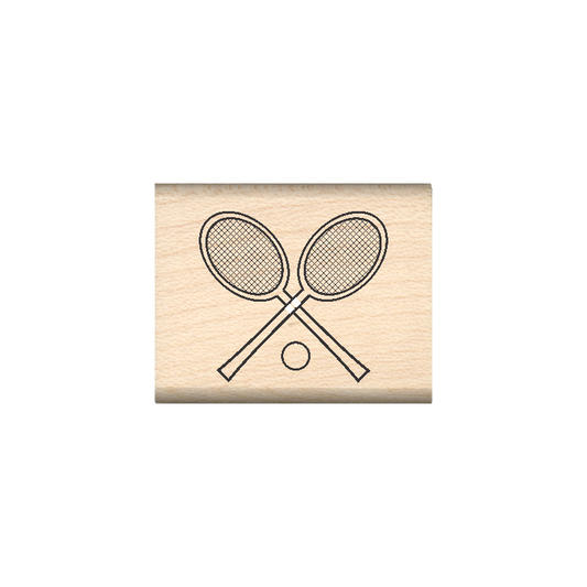 Tennis Rackets Rubber Stamp 1" x 1.25" block