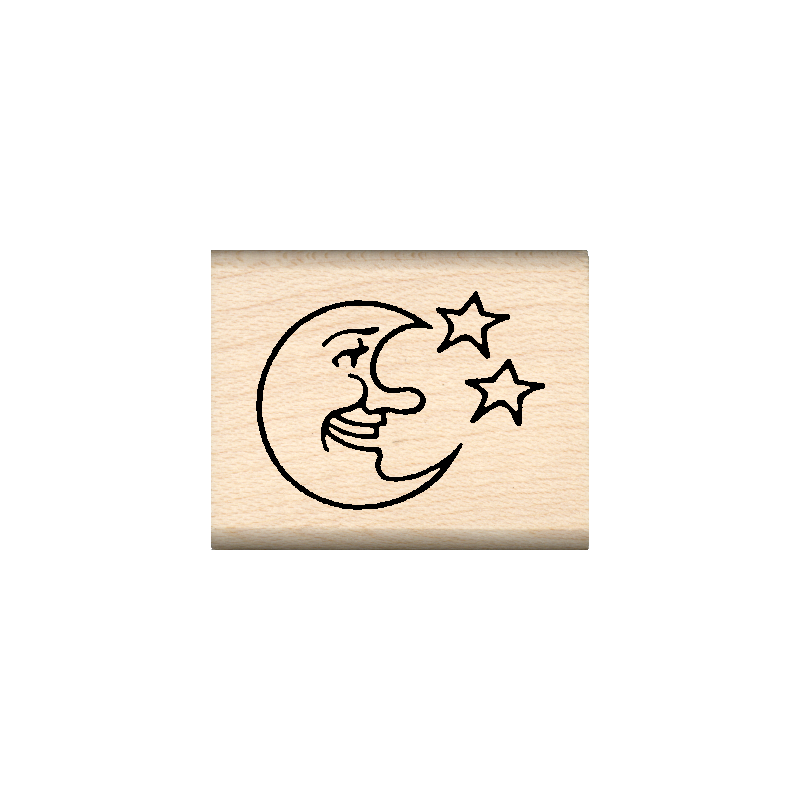Moon & Stars Rubber Stamp 1" x 1.25" block