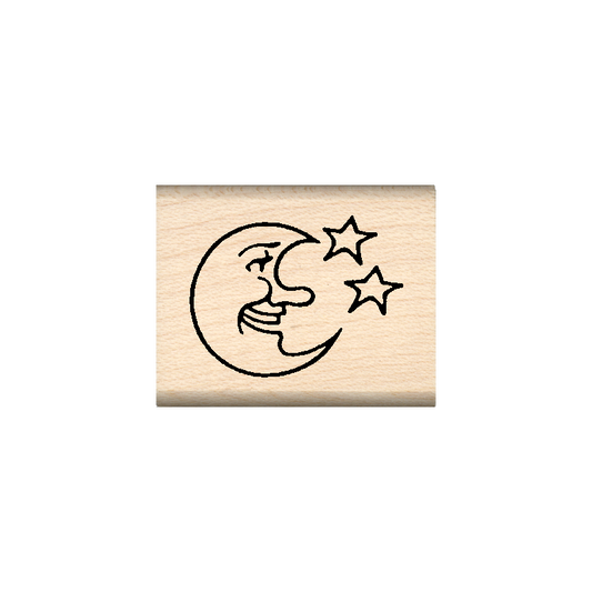 Moon & Stars Rubber Stamp 1" x 1.25" block