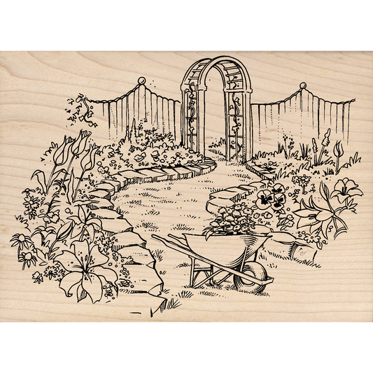 Garden Rubber Stamp 4.5" x 5.5" block