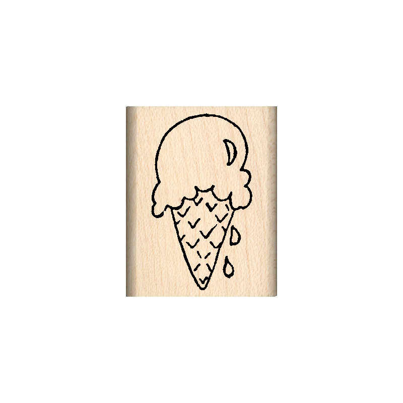 Ice Cream Cone Rubber Stamp 1" x 1.25" block