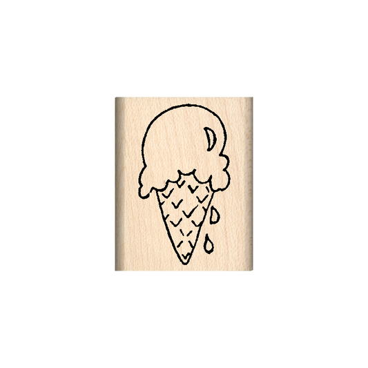 Ice Cream Cone Rubber Stamp 1" x 1.25" block