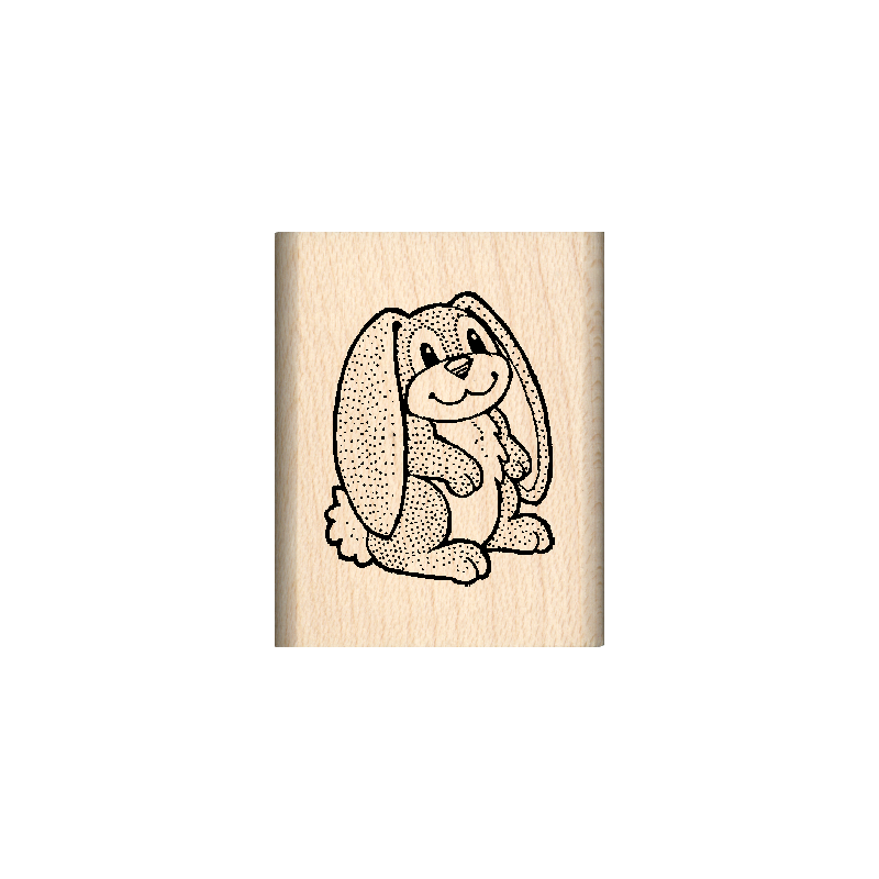 Floppy Ear Bunny Rubber Stamp 1" x 1.25" block