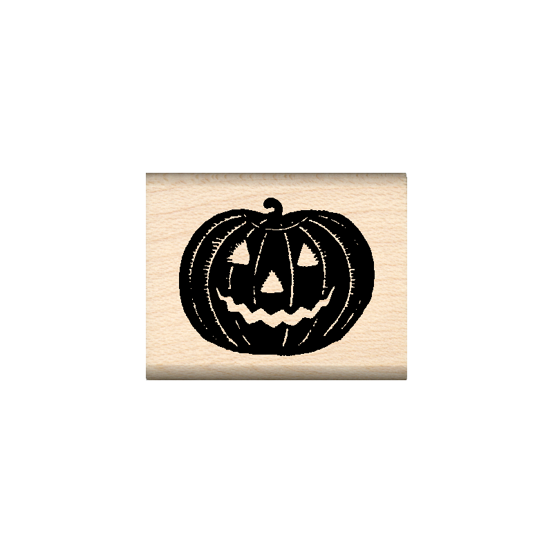 Jack-o'-Lantern Rubber Stamp 1" x 1.25" block