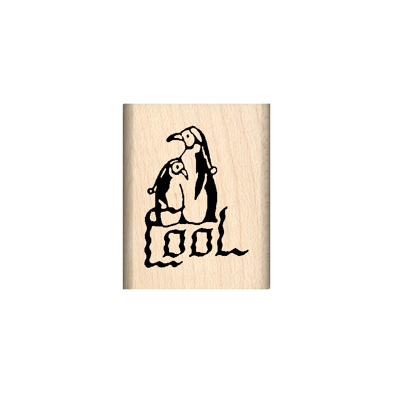 Cool Penguins Rubber Stamp 1" x 1.25" block