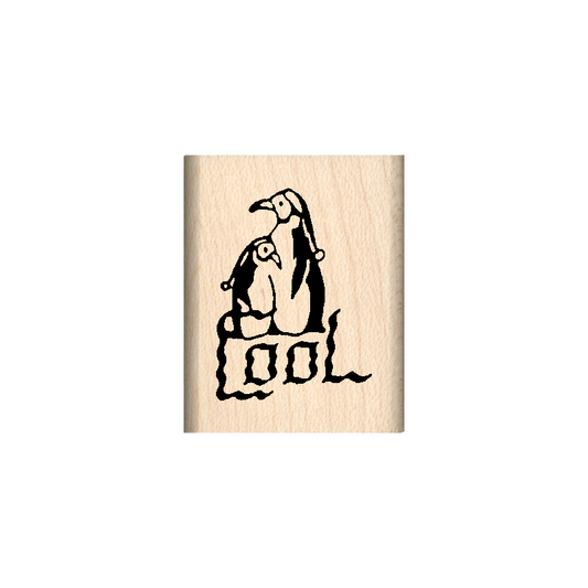 Cool Penguins Rubber Stamp 1" x 1.25" block