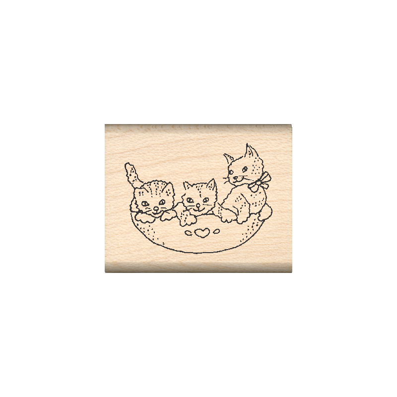 Kittens Rubber Stamp 1" x 1.25" block