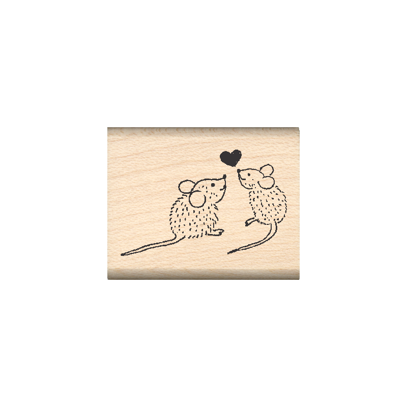 Love Mice Rubber Stamp 1" x 1.25" block