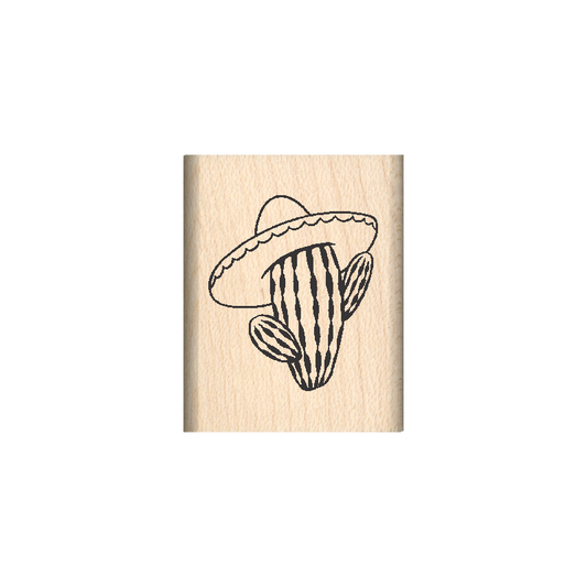 Sombrero Saguaro Rubber Stamp 1" x 1.25" block