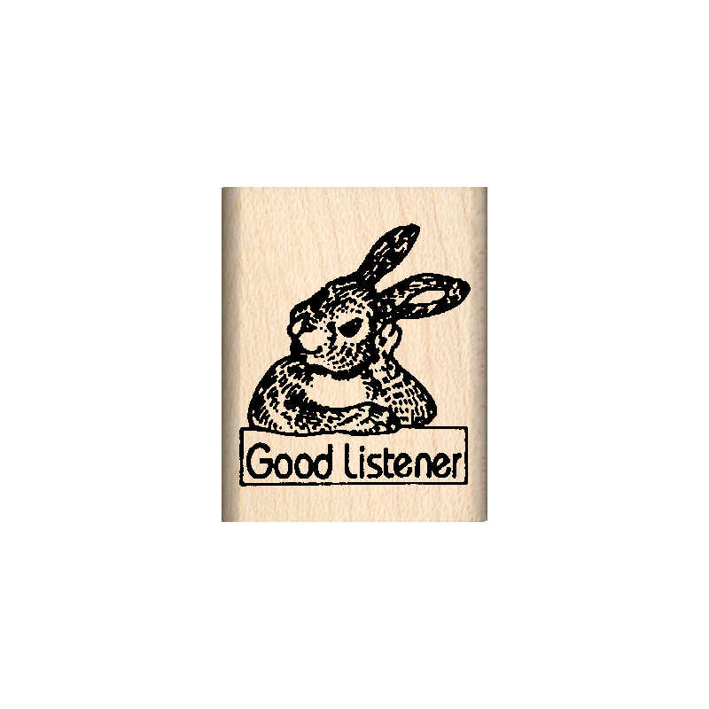 Good Listener Rubber Stamp 1" x 1.25" block