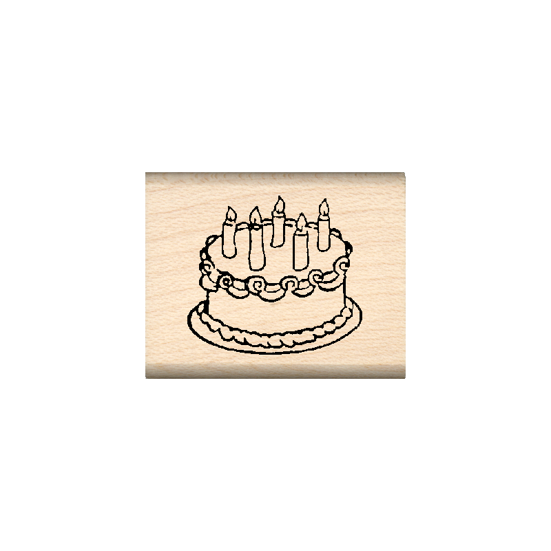 Birthday Cake Rubber Stamp 1" x 1.25" block