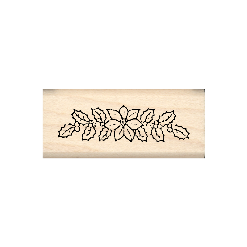 Holly Rubber Stamp .75" x 1.5" block