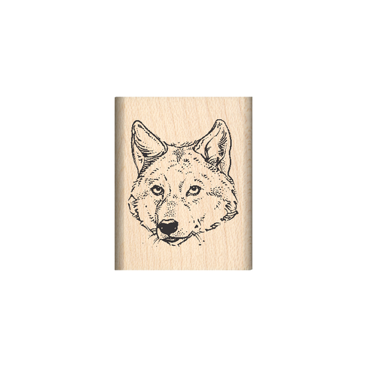 Wolf Rubber Stamp 1" x 1.25" block