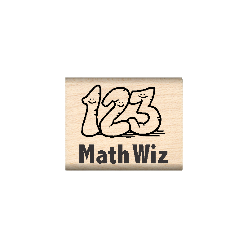 Math Wiz Teacher Rubber Stamp 1" x 1.25" block