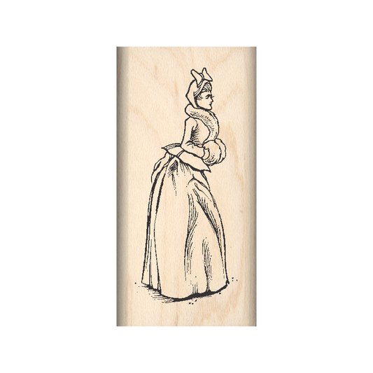 Victorian Lady Rubber Stamp 1" x 2" block
