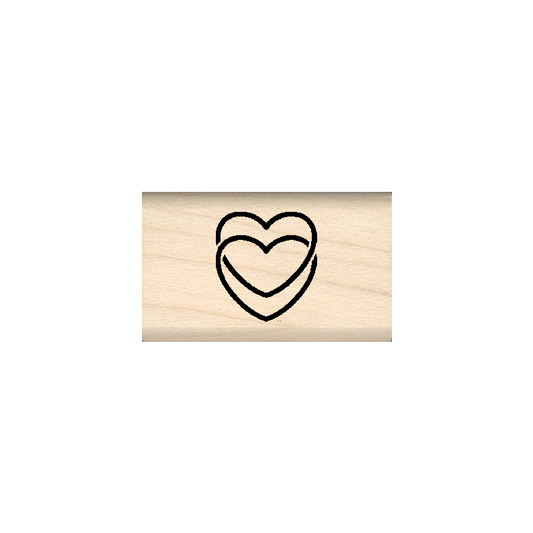 Ring Hearts Rubber Stamp .75" x 1.25" block