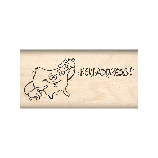 New Address Rubber Stamp 1" x 2" block