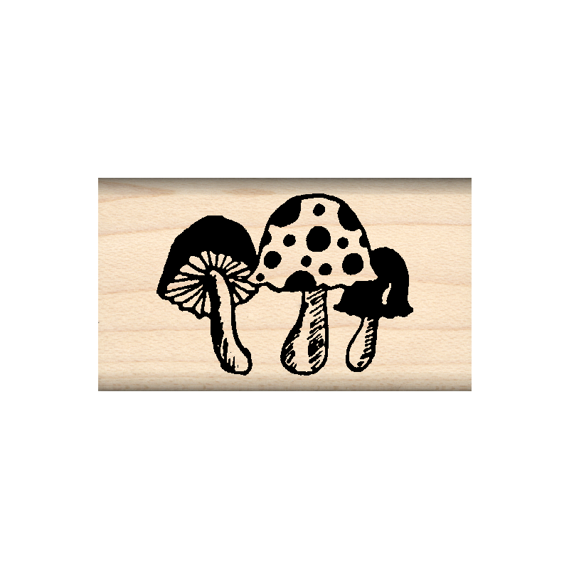 Mushrooms Rubber Stamp 1" x 1.75" block
